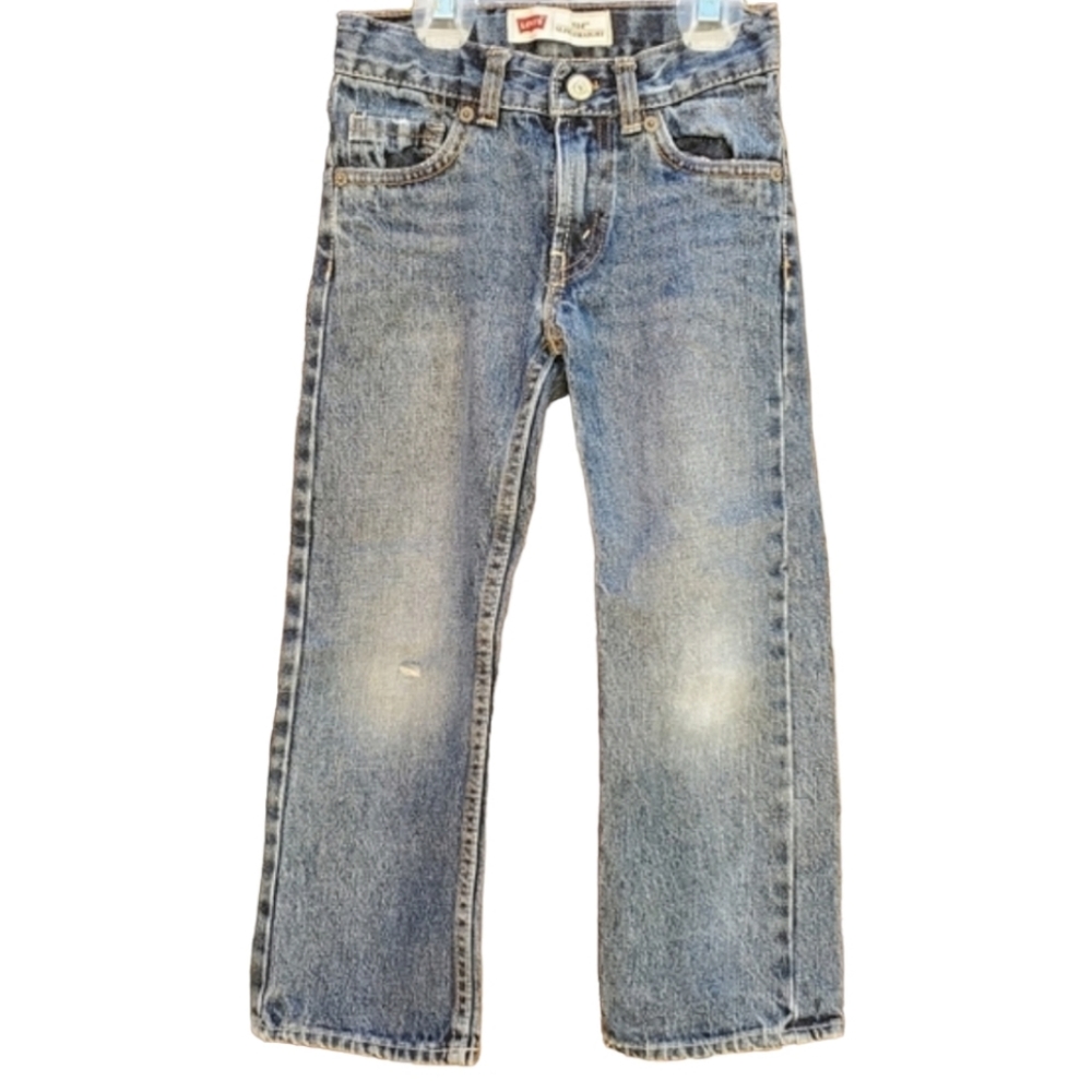 Levi's 514 Slim Straight Distressed Denim Jeans Boys Girls Kids 5